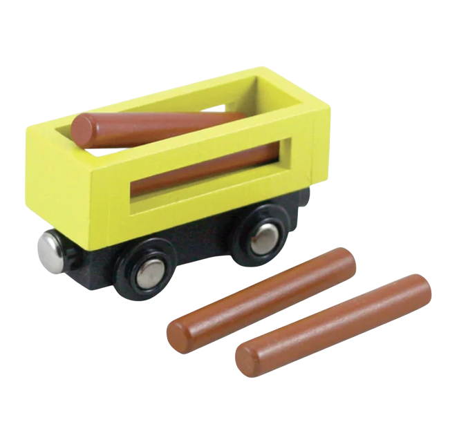 Wooden Track Set / 2pc. Locomotive & Coal Tender / Dairy Car / Logging Car