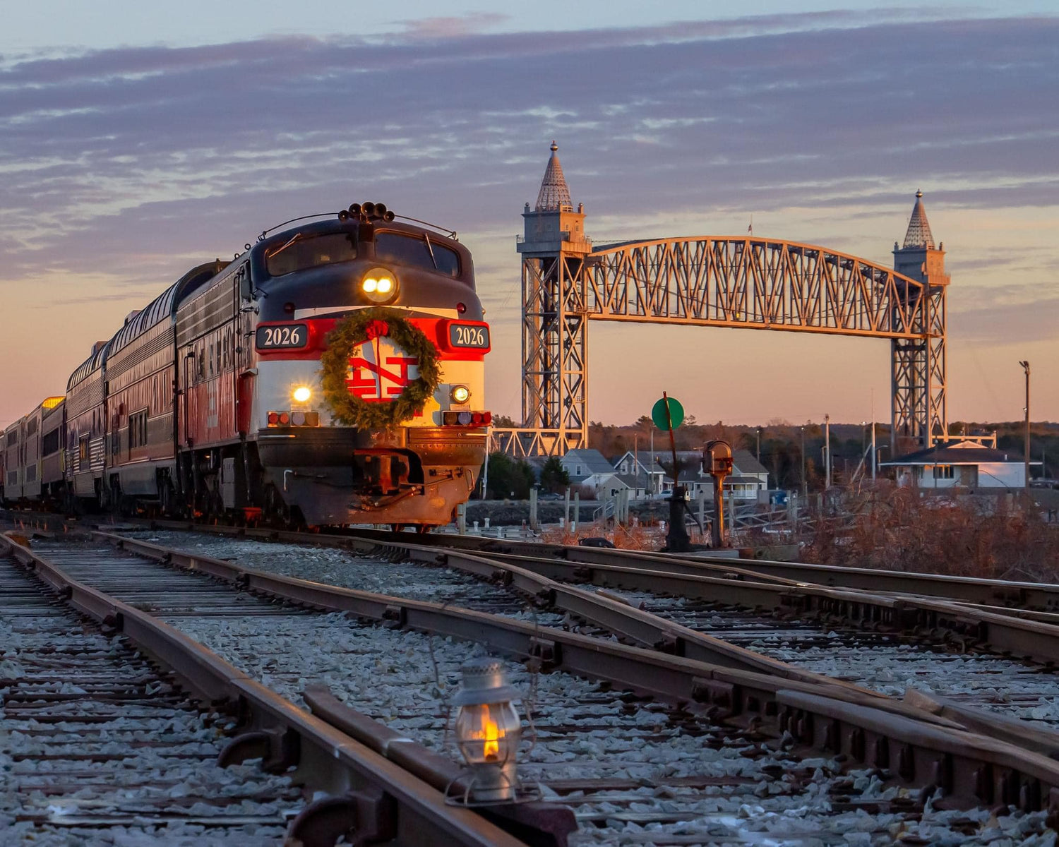Cape Cod Central Railroad's FL9 Polar Express Departing Buzzards Bay enroute to The North Pole 