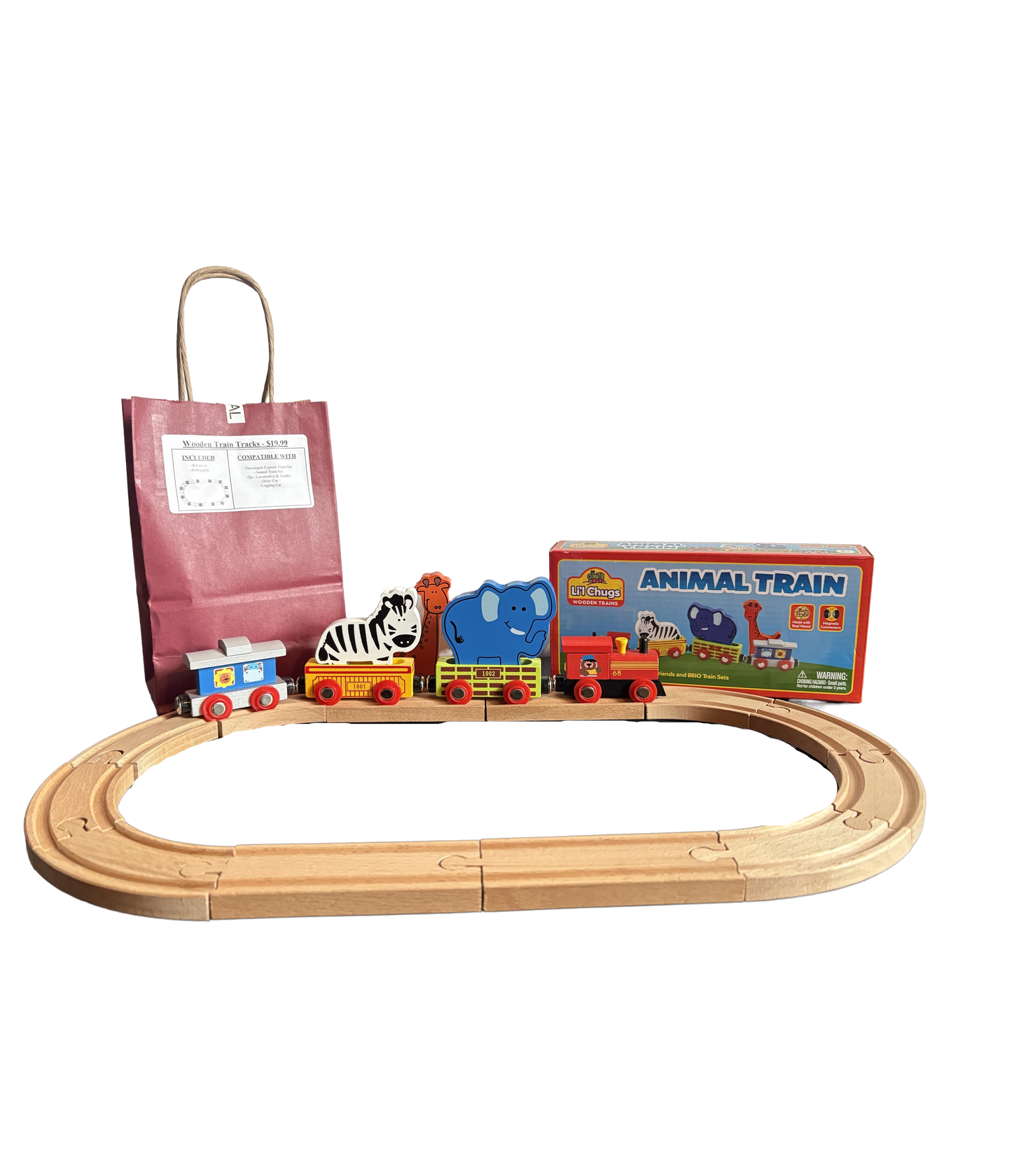 Wooden Track Set / Animal Train Set Bundle