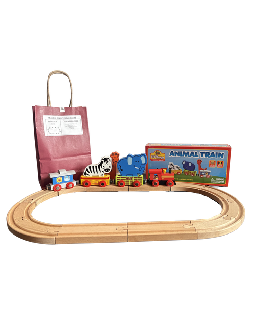 Wooden Track Set / Animal Train Set Bundle